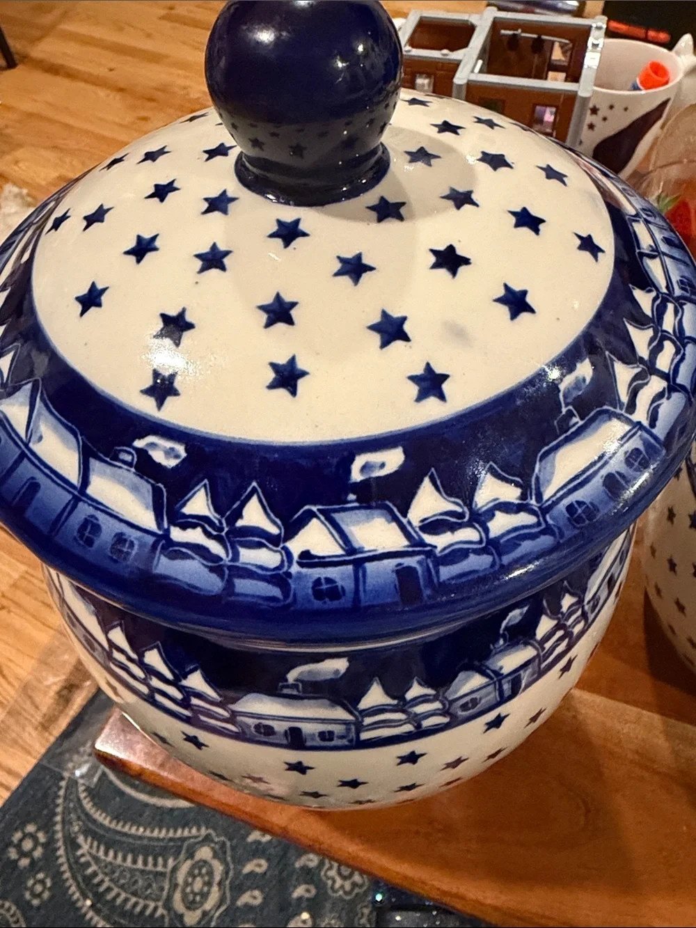 Polish Pottery Winter Scenery 4 liter ceramic canister Manufaktura brand